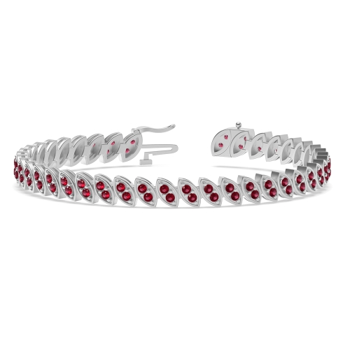 4 Prong Round 2 stone link Ruby Tennis Diamond Bracelets