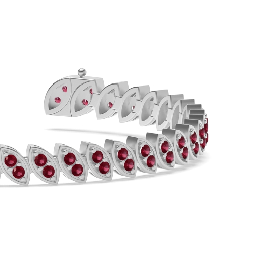 4 Prong Round 2 stone link Ruby Tennis Diamond Bracelets