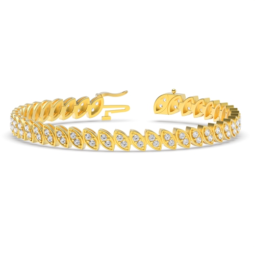 4 Prong Round Yellow Gold 2 stone link Tennis Diamond Bracelets