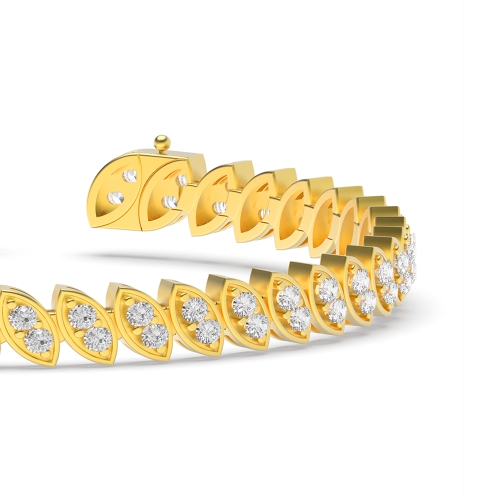 4 Prong Round Yellow Gold 2 stone link Tennis Diamond Bracelets