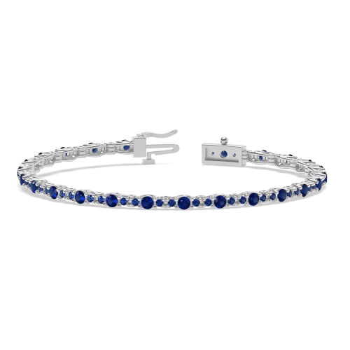 4 Prong Round Forever Blue Sapphire Tennis Diamond Bracelets
