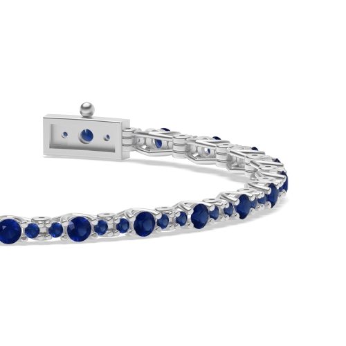 4 Prong Round Forever Blue Sapphire Tennis Diamond Bracelets