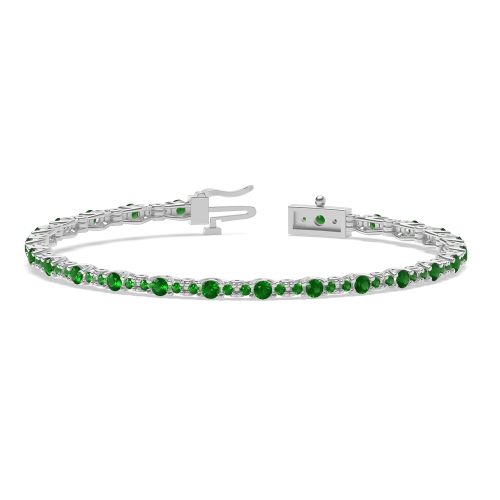 4 Prong Round Forever Emerald Tennis Diamond Bracelets