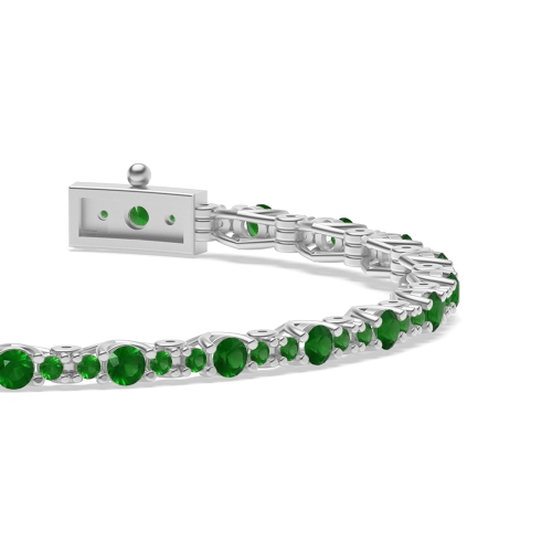 4 Prong Round Forever Emerald Tennis Diamond Bracelets