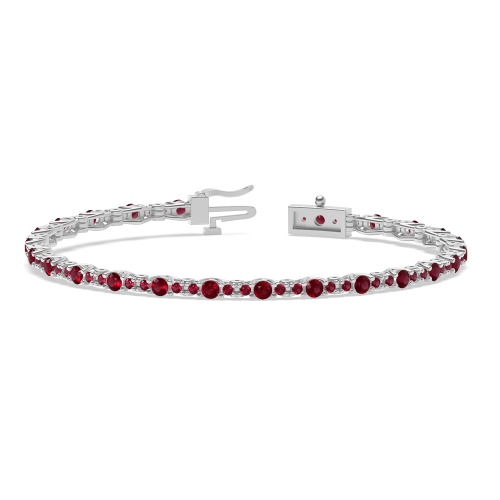 4 Prong Round Forever Ruby Tennis Diamond Bracelets