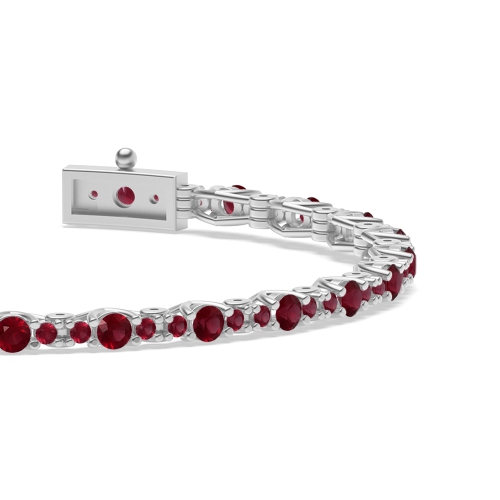 4 Prong Round Forever Ruby Tennis Diamond Bracelets