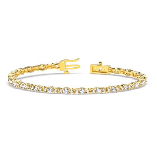 4 Prong Round Yellow Gold Forever Tennis Diamond Bracelets