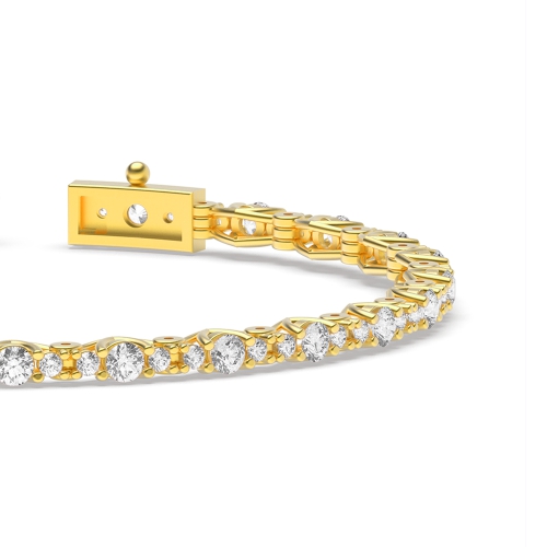 4 Prong Round Yellow Gold Forever Tennis Diamond Bracelets