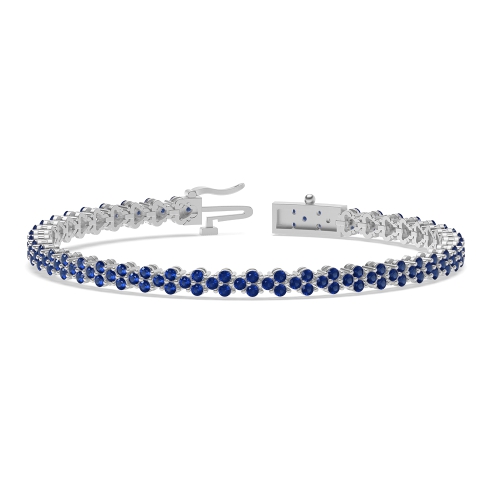 4 Prong Round Exclusive Blue Sapphire Tennis Bracelet