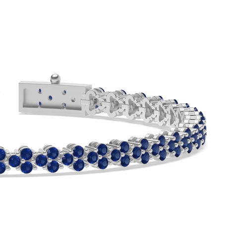 4 Prong Round Exclusive Blue Sapphire Tennis Bracelet