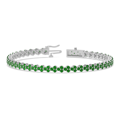 4 Prong Round Exclusive Emerald Tennis Diamond Bracelets
