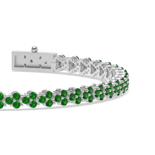 4 Prong Round Exclusive Emerald Tennis Diamond Bracelets