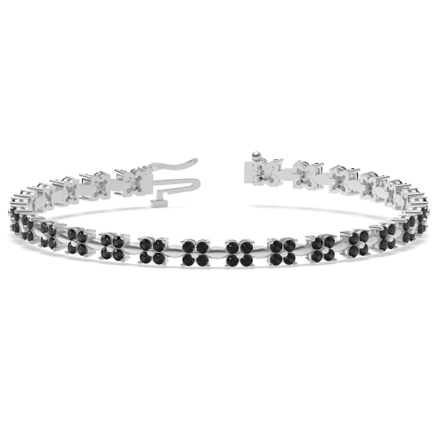 4 Prong Round Casual Black Cluster Diamond Bracelets