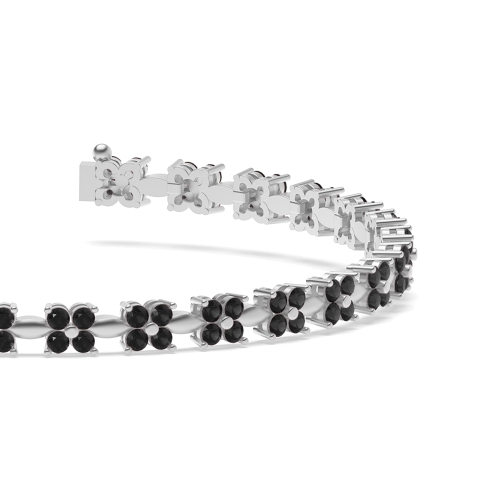 4 Prong Round Casual Black Cluster Diamond Bracelets