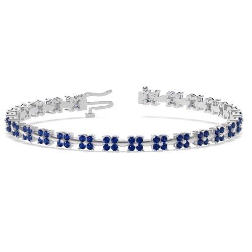 4 Prong Round casual Blue Sapphire Tennis Bracelet