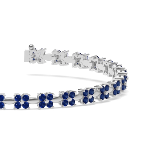 4 Prong Round casual Blue Sapphire Tennis Bracelet