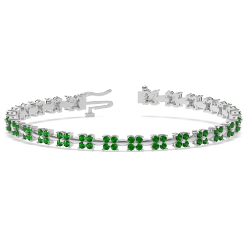 4 Prong Round Casual Emerald Tennis Diamond Bracelets