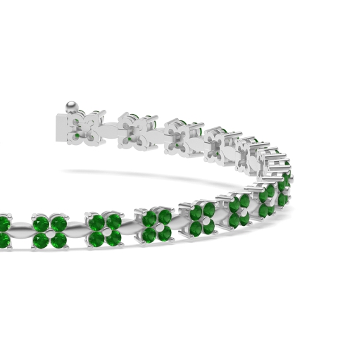 4 Prong Round Casual Emerald Tennis Diamond Bracelets