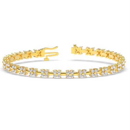 4 Prong Round Yellow Gold casual Tennis Bracelet