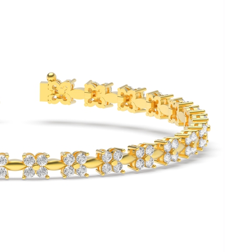 4 Prong Round Yellow Gold casual Tennis Bracelet