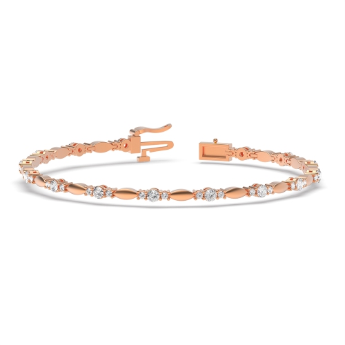 4 Prong Round Rose Gold Link delicate Tennis Diamond Bracelets