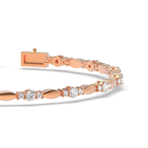 4 Prong Round Rose Gold Link delicate Tennis Diamond Bracelets