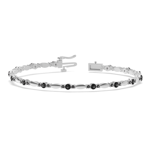 4 Prong Round Link delicate Black Tennis Diamond Bracelets