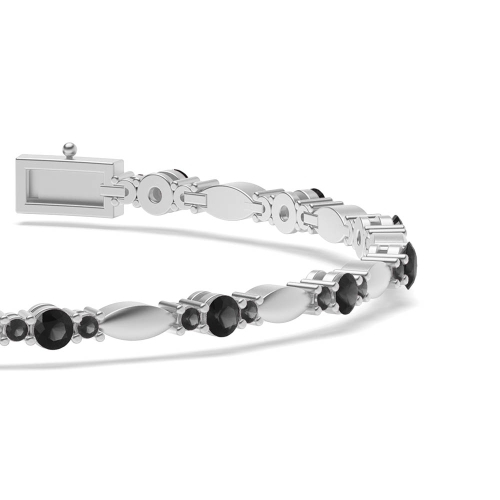 4 Prong Round Link delicate Black Tennis Diamond Bracelets