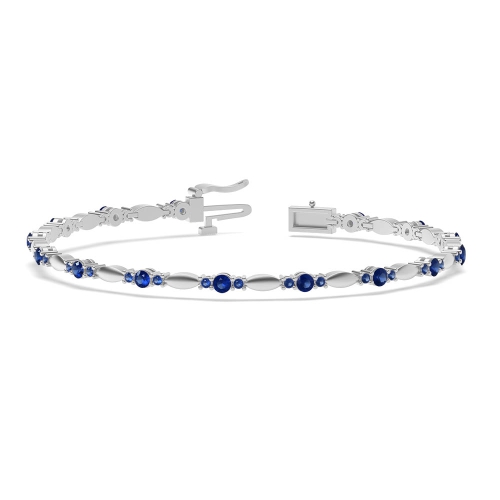 4 Prong Round Link Delicate Blue Sapphire Tennis Bracelet