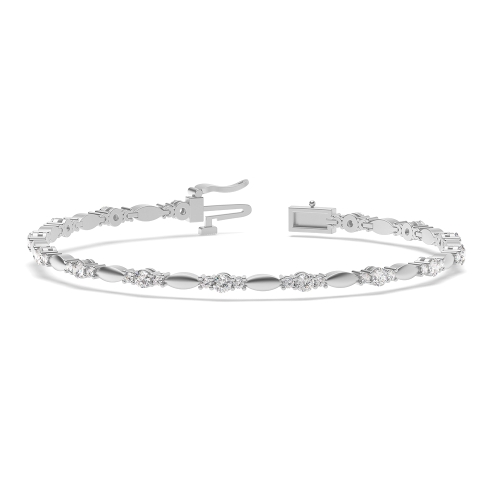 4 Prong Round Platinum Link Delicate Tennis Bracelet