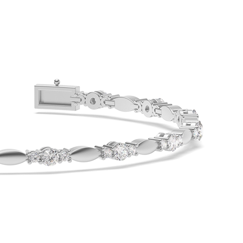 4 Prong Round White Gold Link Delicate Tennis Bracelet