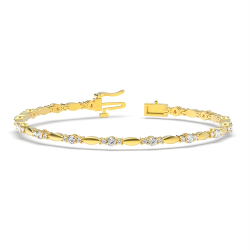 4 Prong Round Yellow Gold Link delicate Tennis Diamond Bracelets