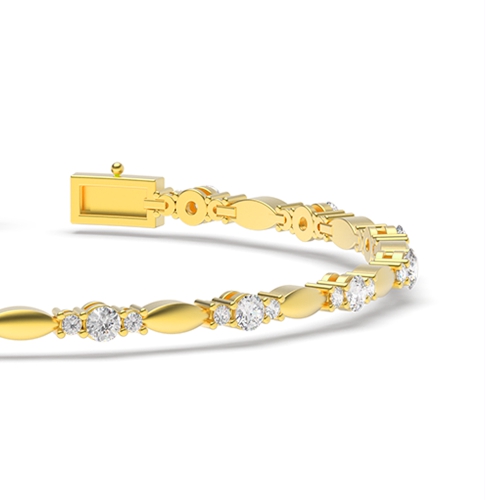 4 Prong Round Yellow Gold Link delicate Tennis Diamond Bracelets