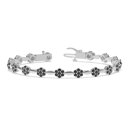 4 Prong Round Celestial link Black Cluster Diamond Bracelets