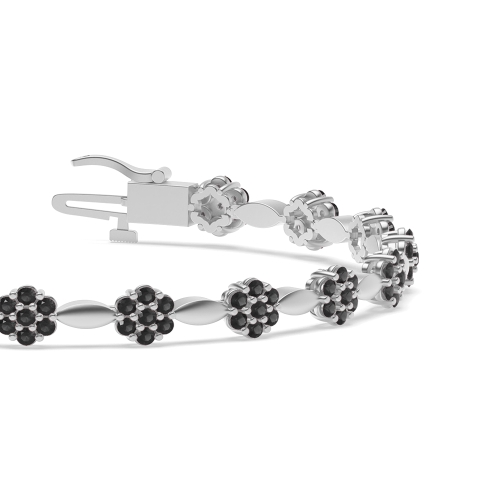 4 Prong Round Celestial link Black Cluster Diamond Bracelets