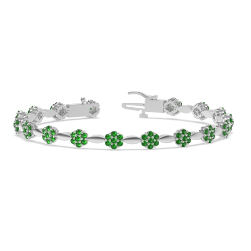 4 Prong Round Celestial link Emerald Tennis Diamond Bracelets