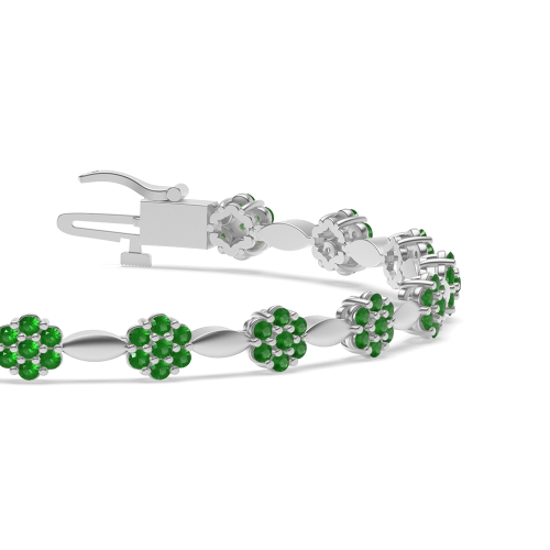 4 Prong Round Celestial link Emerald Tennis Diamond Bracelets