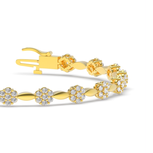 4 Prong Round Yellow Gold Celestial Link Tennis Bracelet