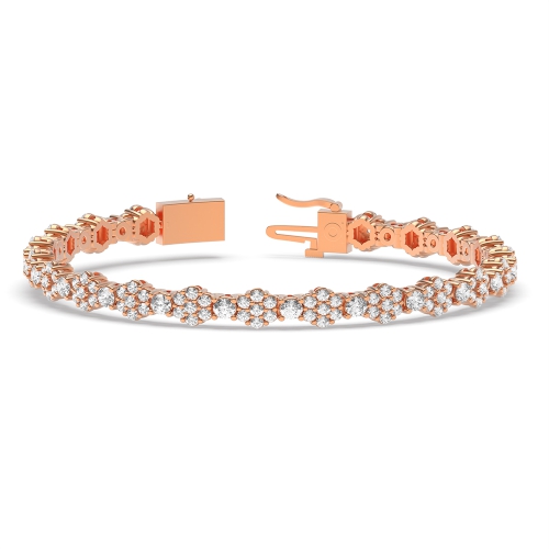 4 Prong Round Rose Gold Luxurious Tennis Diamond Bracelets