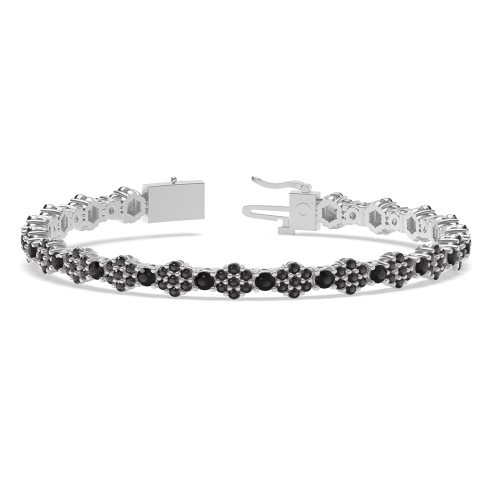 4 Prong Round Luxurious Black Cluster Diamond Bracelets