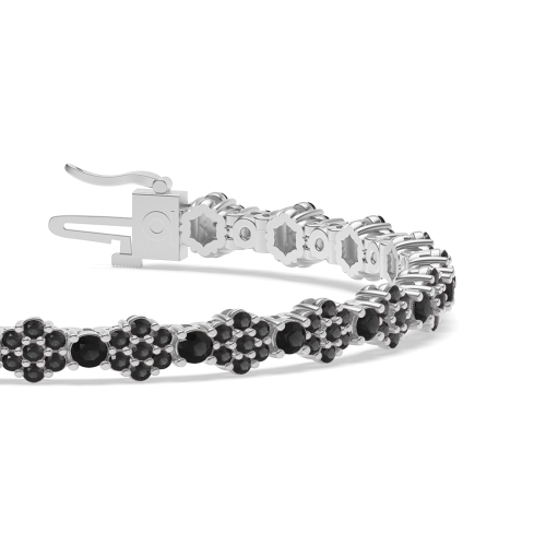 4 Prong Round Luxurious Black Cluster Diamond Bracelets