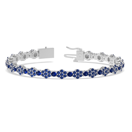 4 Prong Round Luxurious Blue Sapphire Tennis Bracelet