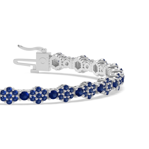 4 Prong Round Luxurious Blue Sapphire Tennis Bracelet