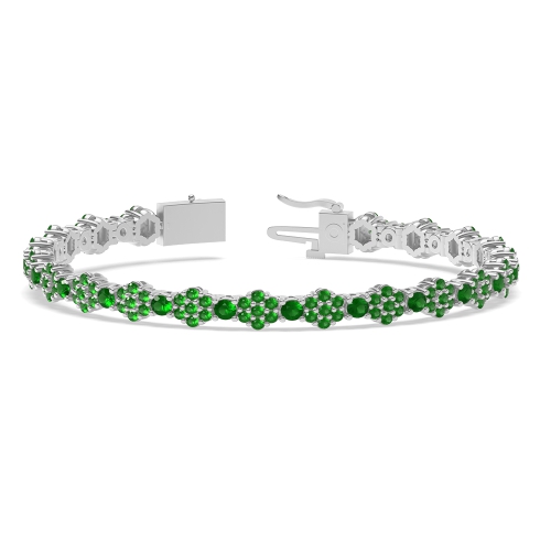 4 Prong Round Luxurious Emerald Tennis Diamond Bracelets