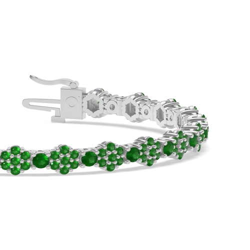 4 Prong Round Luxurious Emerald Tennis Diamond Bracelets