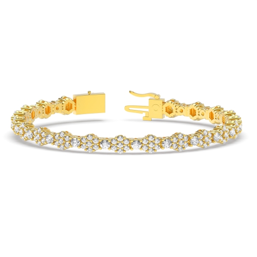 4 Prong Round Yellow Gold Luxurious Tennis Bracelet