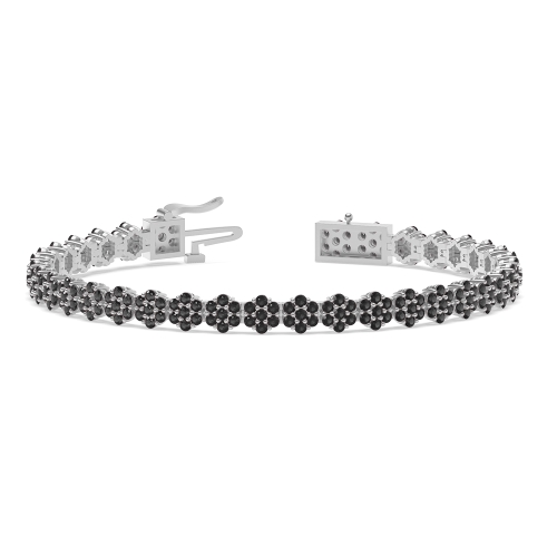 4 Prong Round Glimmer Black Cluster Diamond Bracelets