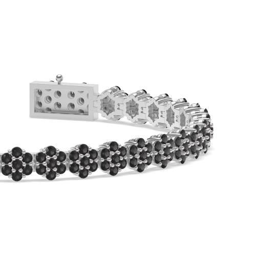 4 Prong Round Glimmer Black Cluster Diamond Bracelets