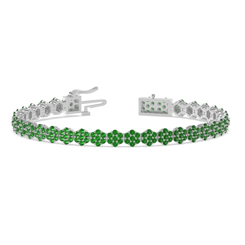4 Prong Round Glimmer Emerald Tennis Diamond Bracelets