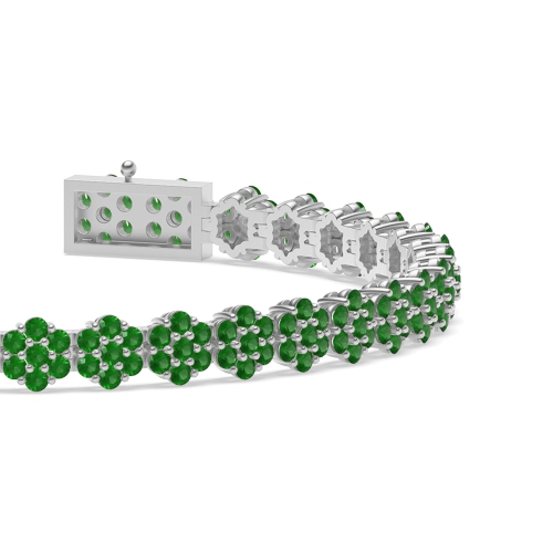 4 Prong Round Glimmer Emerald Tennis Diamond Bracelets